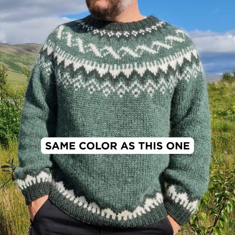The Handknitting Association of Iceland 100% Wool Sweater Forest Green Small - Picture 5 of 5
